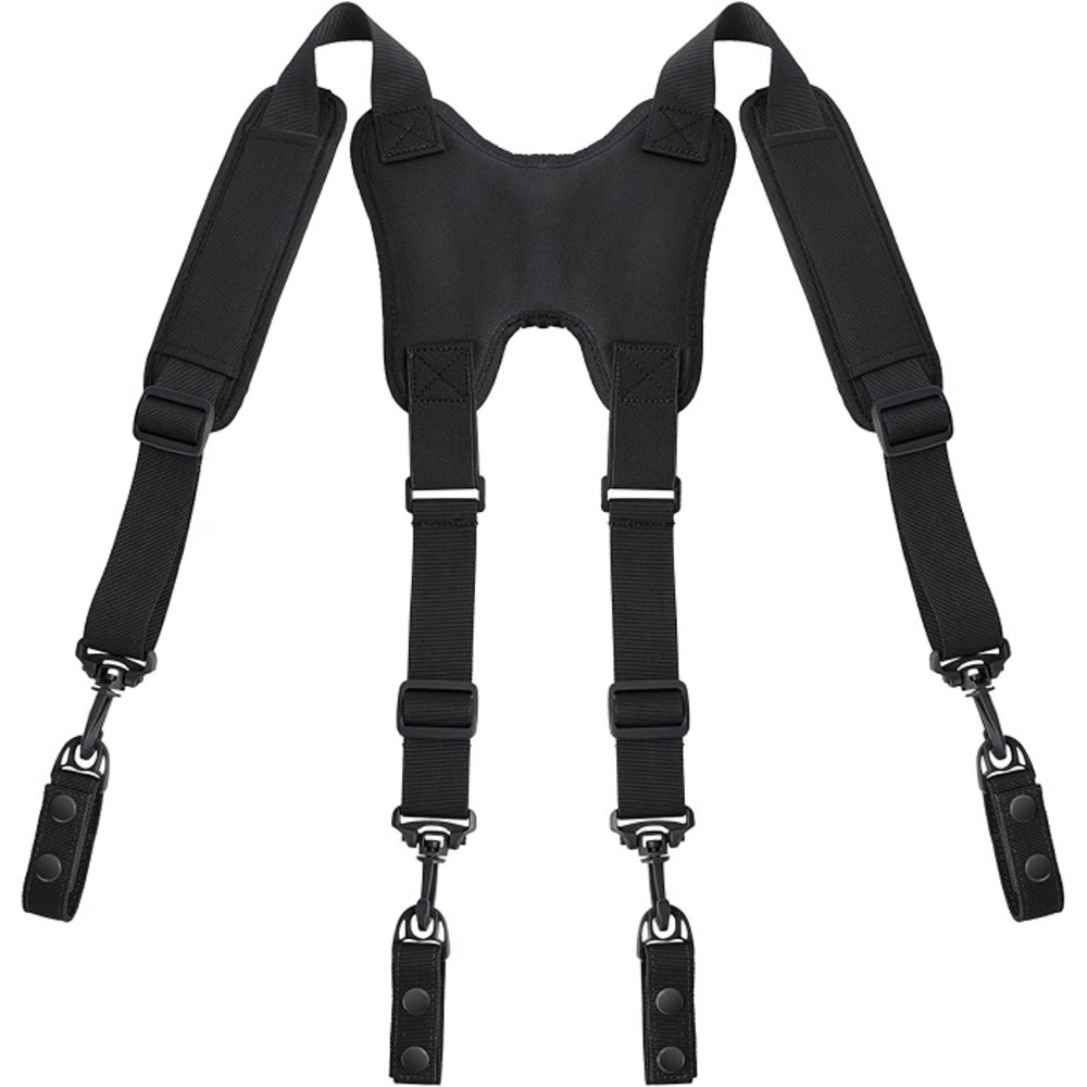 MELOTOUGH ML911 Tactical Duty Belt Suspenders Black Padded 4-Point Keepers Large